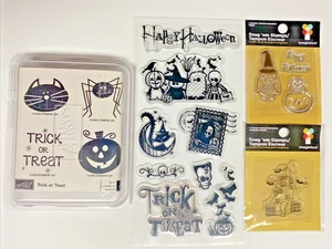 Stampin' UP! Lotto francobolli Halloween in legno e francobolli trasparenti Halloween - nuovi/inutilizzati - Foto 1 di 8