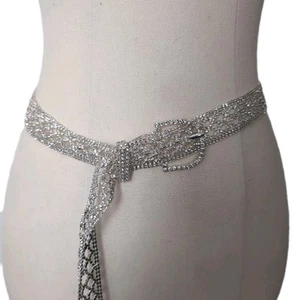 Women Shiny Self Tie Belt Dance Dress Waistband Chain - Bild 1 von 4