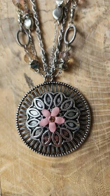 NUEVO Collar Colgante Flor Rosa Rubí Rd Foto 1 de 4