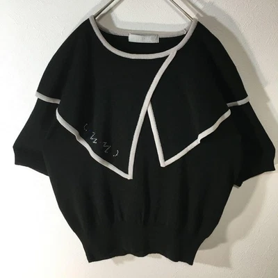 Vintage 90s ELLE ShortSleeve Large collar Sweater made in JAPAN Size M - Image 1 of 4