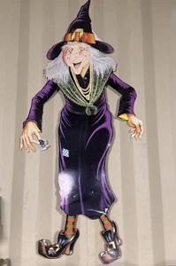 1980 Beistle Co 55" Halloween Hexe verbunden zusammengebaut Papier gestanzt USA Vintage - Bild 1 von 11