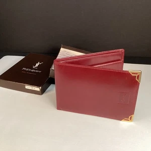 Vintage Yves Saint Laurent Burgunder Leder Geldbörse Doppelfaltung P. FOGLIO 244L mit Box - Bild 1 von 15