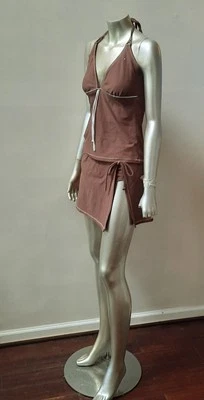 90S Y2K TOMMY HILFIGER HALTER TOP SKIRT BIKINI 2 PC SET BATHING SUIT SET sz 12 - Image 1 of 4