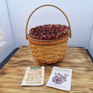 Longaberger Round 1997 Pumpkin Basket With Cloth And Plastic Liners - Picture 1 of 12