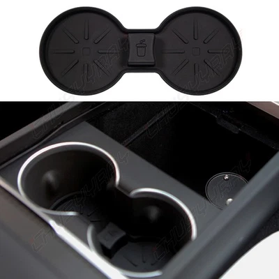 Fits Tesla Model S 2012-2024 Cup Coasters - Non-Slip Recessed Holder Pad - Black - Изображение 1 из 4