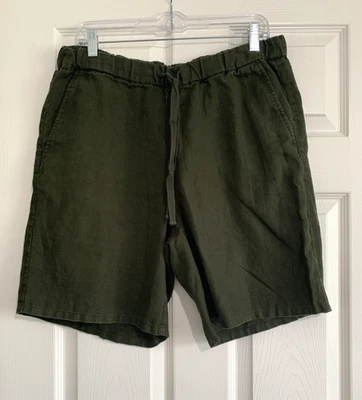 Eileen  Fisher Shorts Womens S Green Organic Linen 8 Inch Elastic Waist Preppy - Image 1 of 4