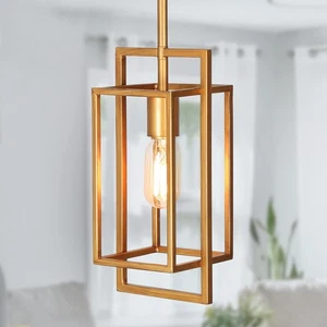 Antique Gold Pendant Light Fixture - Kitchen, Dining, Foyer, Hallway Decor - Picture 1 of 7