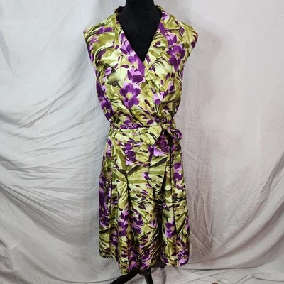 Vestido de jardín vintage años 90 JESSICA HOWARD talla 24W espalda crepé satinado calce y acampanado con cinturón Foto 1 de 4