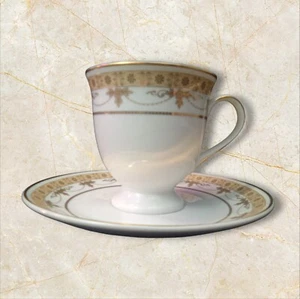Vintage Royal Scotland Bone China Teetasse & Untertasse gold vergoldet Weihnachten Schneeflocken - Bild 1 von 8