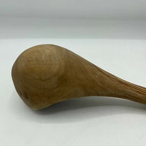 Large Hand Craft Olive Wood Soup Ladle Serving Spoon Carved Utensil Deep Bowl - Picture 1 of 8