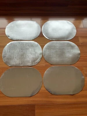 Manteles individuales ovalados de vinilo plateado - Juego de 6 Foto 1 de 4