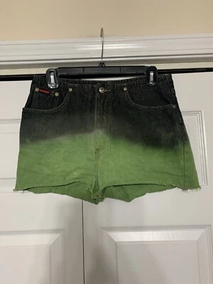 Pantalones Cortos De Colección Fubu Y2K Azul Y Verde Ombré Denim Para Mujer Talla 7/8 Foto 1 de 4