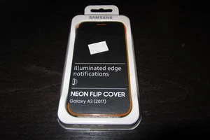 Samsung Official Galaxy A3 2017 Neon Flip Case Cover Illuminated Edge - Black - Zdjęcie 1 z 2