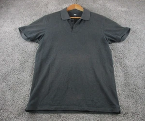 Uniqlo Polo Top Medium Short SleeveCollared Cotton Blend Button Up Black - Picture 1 of 13