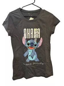 Disney LILO And Stitch Ohana Means Family Juniors T Shirt XL Grey - Picture 1 of 5