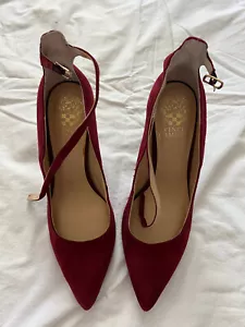 Vince Camuto Red Suede Heels -- Size 7.5 NEVER WORN!!! - Picture 1 of 4