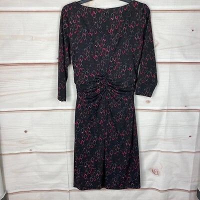 Vestido David Meister Mujer 8 Negro Cuello Barco Línea A A Acanalado Manga 3/4 Geométrico Foto 1 de 4