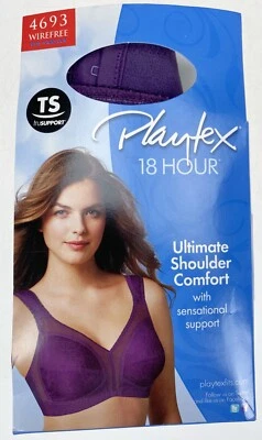 Sujetador 44C Playtex Ciruela Majestuoso Sin Alambres 4693 Hombro Comodidad Cobertura Completa Foto 1 de 4