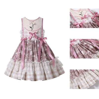 Toddler Girls Spanish Lace Dress & Bows Ceremony Party Princess Dresses Pink US - Image 1 of 4