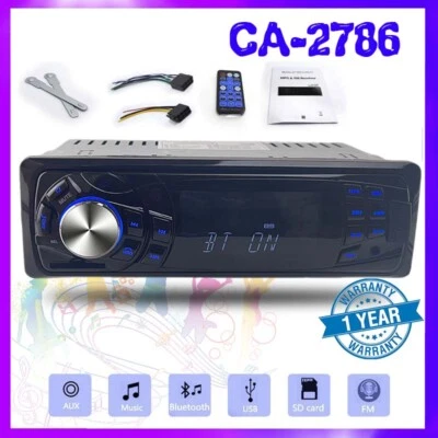 Single 1 Din Car Radio FM/AUX/USB/SD Audio Stereo In-Dash Bluetooth MP3 Player - Image 1 of 4