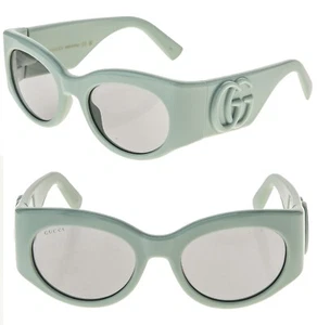 GUCCI LIDO 1544 Sage Green Oval Chunky Logo Gg1544S Sunglasses Summer Beach 003 - Picture 1 of 10