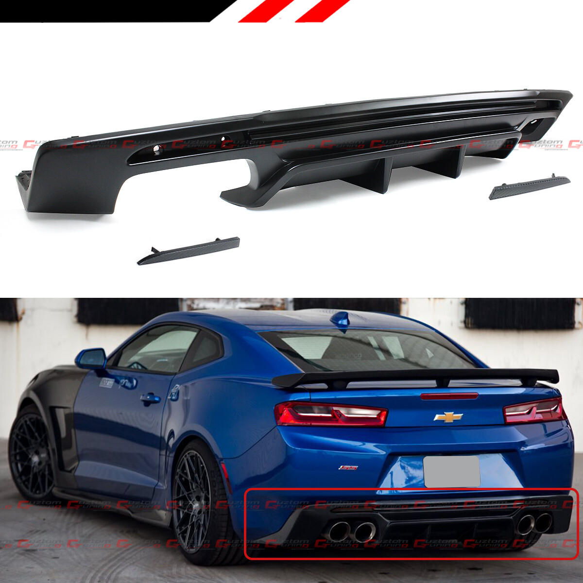 ZL1 Carbon Fiber Rear Bumper Diffuser for 20162018 Camaro 6th SS V8 CF