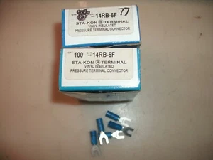 177 -THOMAS BETTS STA-KON 14RB-6F VINYL #6 BOLT TERMINAL CONNECTOR 18-14 AWG - Picture 1 of 1