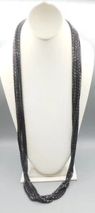 Signed Graziano Multi 5 Strand Long Chain Gunmetal Tone Statement Necklace - Bild 1 von 4