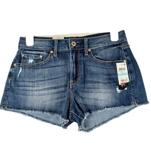 American Rag Juniors Distressed Raw Hem Frayed Denim Shorts Blue Size 5 - Picture 1 of 10