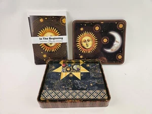 The Sun The Moon & The Stars In The Beginning Fabric Panel Cards Collector Tin - Picture 1 of 13