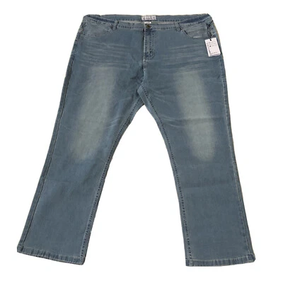 Pantalones de mezclilla y tela de papel para mujer talla grande 46/48 tiro alto elásticos azules nuevos con etiquetas Foto 1 de 4