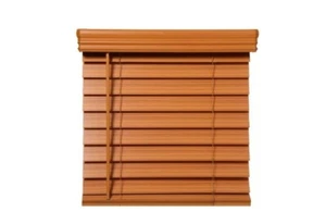 Chestnut Cordless Premium Faux Wood blinds with 2.5 in. Slats - 18 in. W x 64 in - Picture 1 of 5