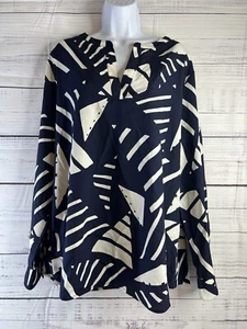 Camisa túnica Lauren Ralph Lauren para mujer XL azul geométrica manga larga costera - Imagen 1 de 12