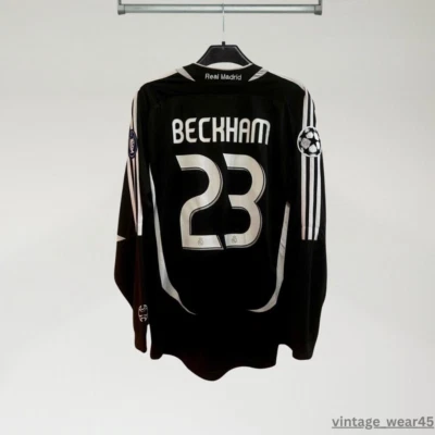 David Beckham #23 Real Madrid jersey 2006 2007 Long sleeve jersey Black Retro L - Image 1 of 4