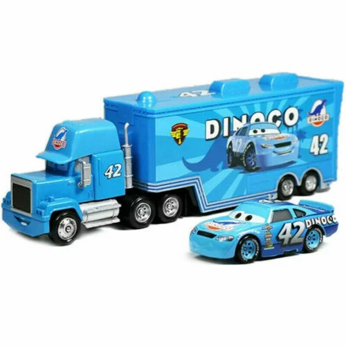 Set of 2 Disney Pixar Cars NO.42 Carl Weathers Mack Hauler Truck Trailer Toy Car - Image 1 of 3