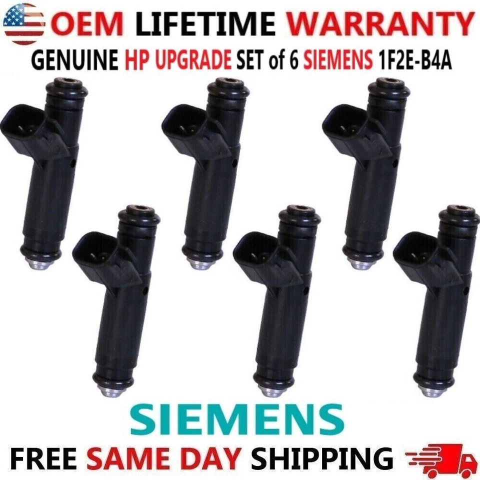 Genuine SIEMENS x6 HP UPGRADE Fuel injectors for 1999-2006 Ford & Mercury V6 - Image 1 of 4
