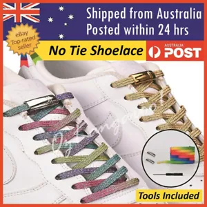 Glitter No Tie Magnetic Elastic Shoelace Sneakers Sports Kids Adults Shoe laces - Picture 1 of 21