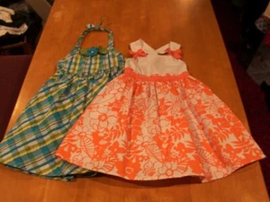 Gymboree Sz. 5 Dress Lot: Tropical Bloom Floral & Oceanside Preppy Plaid Dresses - Picture 1 of 9