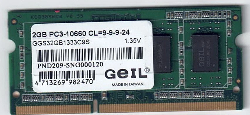 RAM 2GB PC3-10660 DDR3 1333 CL9 1.35V GEIL - Image 1 of 1