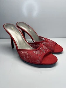 NUOVI SENZA SCATOLA NINE WEST SANDALI SLIDE CON TACCO A RETE ROSSI TG 10 M Donna (G5) - Foto 1 di 8