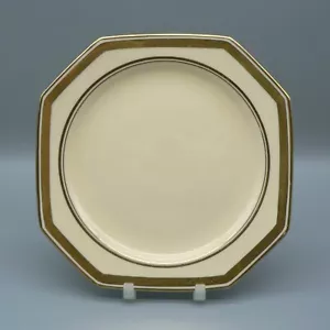 PARAGON ART DECO PAIR TEA PLATES 766514 CREAM GOLD MODERN FINE BONE CHINA 5629/3 - Picture 1 of 7