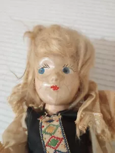 12" Antique 1930s Mid-century Czechoslovakian Dress Nations Doll Damaged - Picture 1 of 19