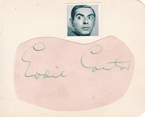 Eddie Cantor - Comediante y actor estadounidense - PÁGINA DE LIBRO DE AUTÓGRAFOS FIRMADOS DE COLECCIÓN - Imagen 1 de 2