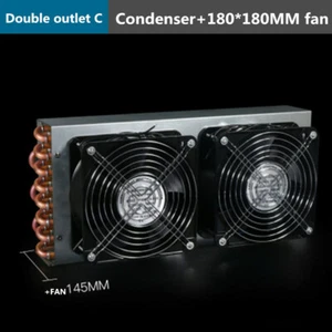 Condenser Refrigeration 11 Copper Tube Radiator Heat Sink with Double 180MM Fan - Picture 1 of 6