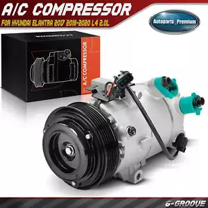 A/C Compressor with Clutch for Hyundai Elantra 2017 2018-2020 L4 2.0L 6-Groove - Picture 1 of 10