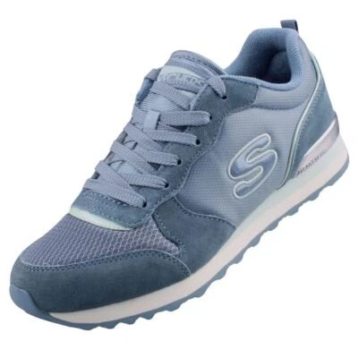 Skechers OG 85 Step N Fly Damen Sneaker Halbschuh Blau Türkis 155287-SLT Leder