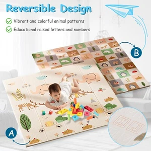 Extra-Large Reversible Baby Play Mat Waterproof Activity Playmat Crawling Mat - Picture 1 of 22
