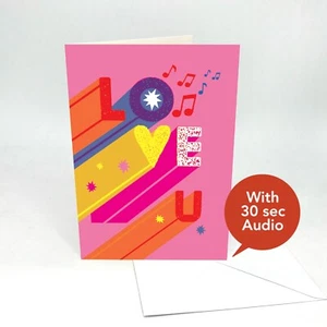 Cartes Music L O V E personnalisées - ajoutez votre propre audio. Audio 30 secondes. - Photo 1/20