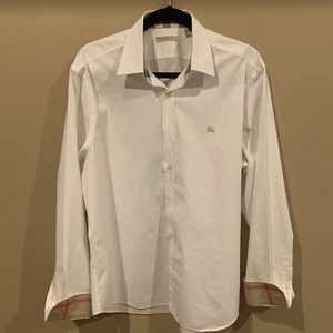 Burberry nova Check Button Front Dress Shirt Men's XL Plaid Collar Cuff Black - Picture 1 of 7