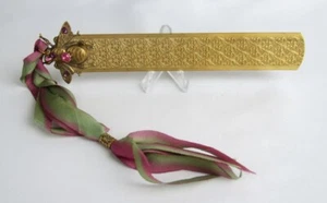 Seltenes antikes viktorianisches geprägtes Gold Metall Strass Insekt Biene Lesezeichen - Bild 1 von 8